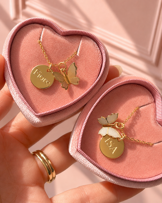 Par de Cadenas grabadas de mariposa para mejores amigas