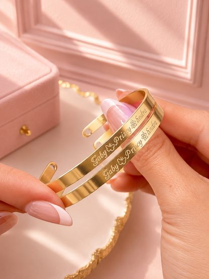 Brazalete grabado love dorados unisex ✨