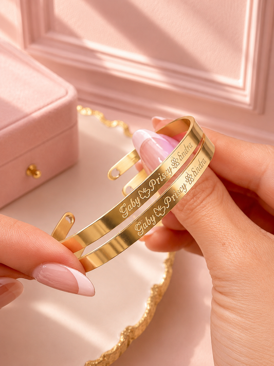 Brazalete grabado love dorados unisex ✨