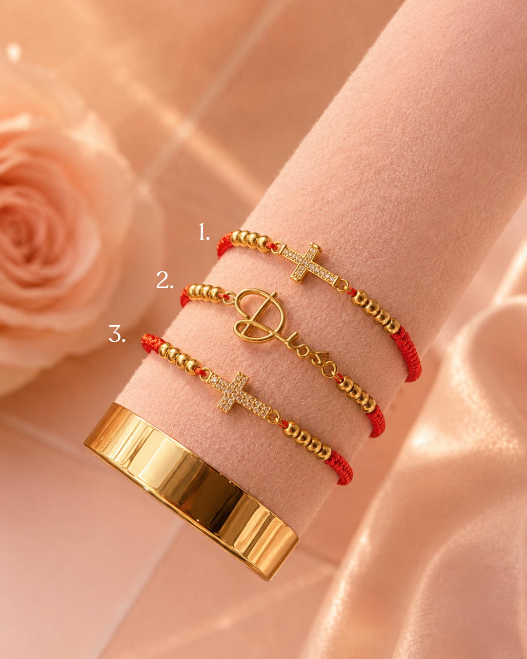 Pulseras bolitas delicadas Dios✨