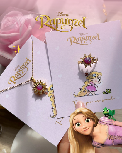 Set Disney morado cadena, anillo y cofre de Rapunzel ☀️