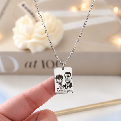 Cadena plateada rectangular 20mm con fotograbado láser unisex