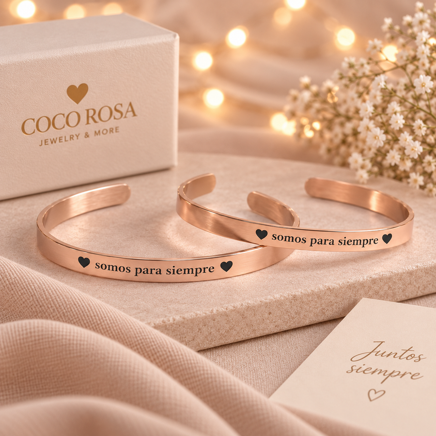 Brazalete grabado láser love oro rosa unisex ✨