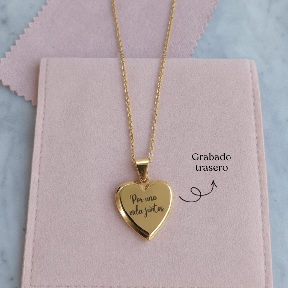 Llavero de Relicario dorado personalizado grabado