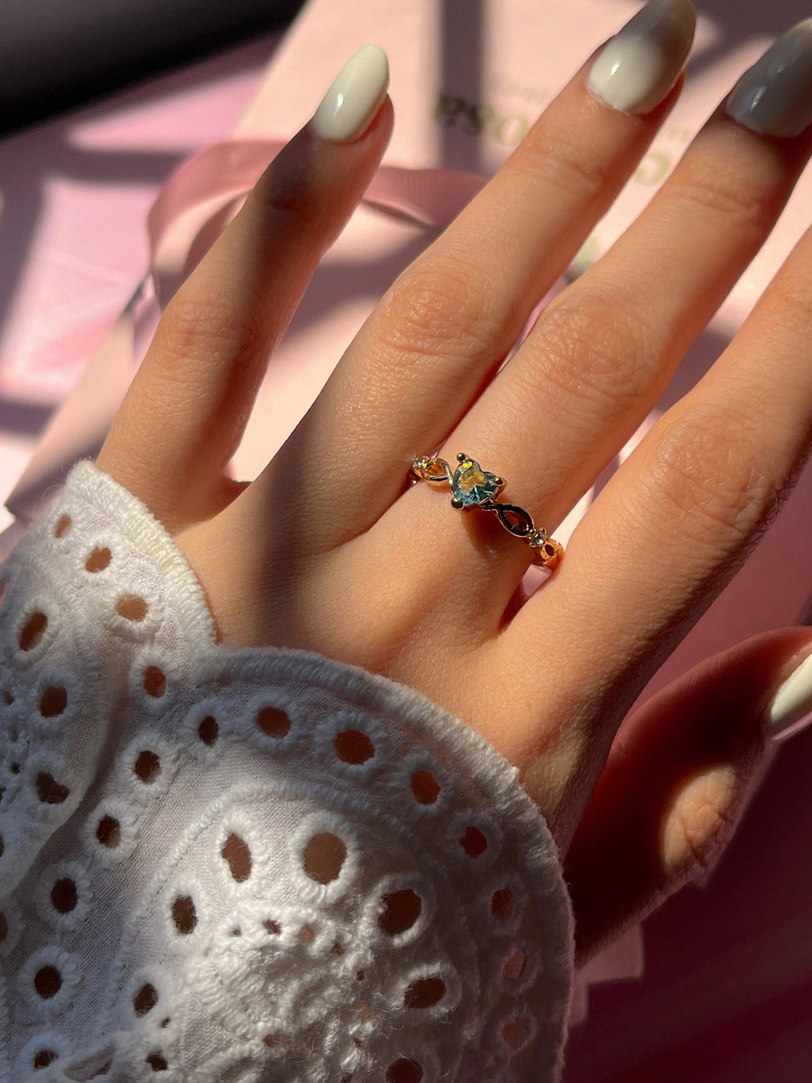 Anillo de promesa love forever celeste