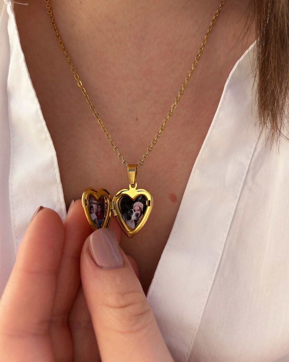 cadena de Relicario de corazón personalizado grabado