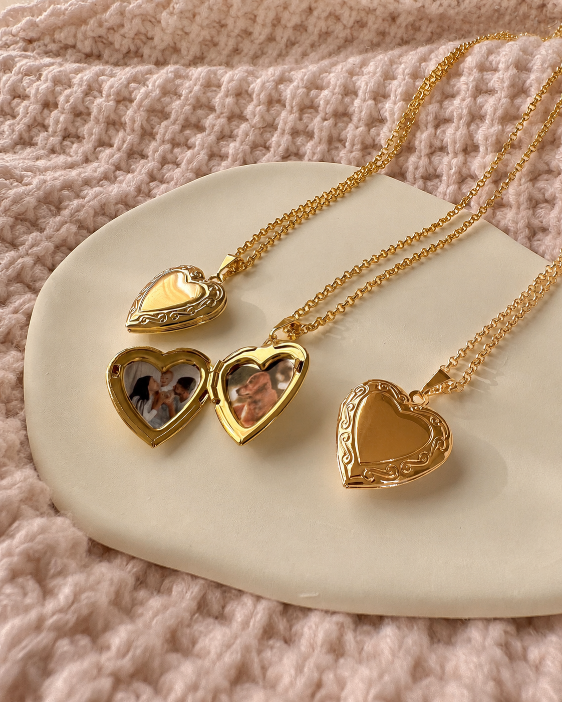 cadena de Relicario de corazón personalizado grabado