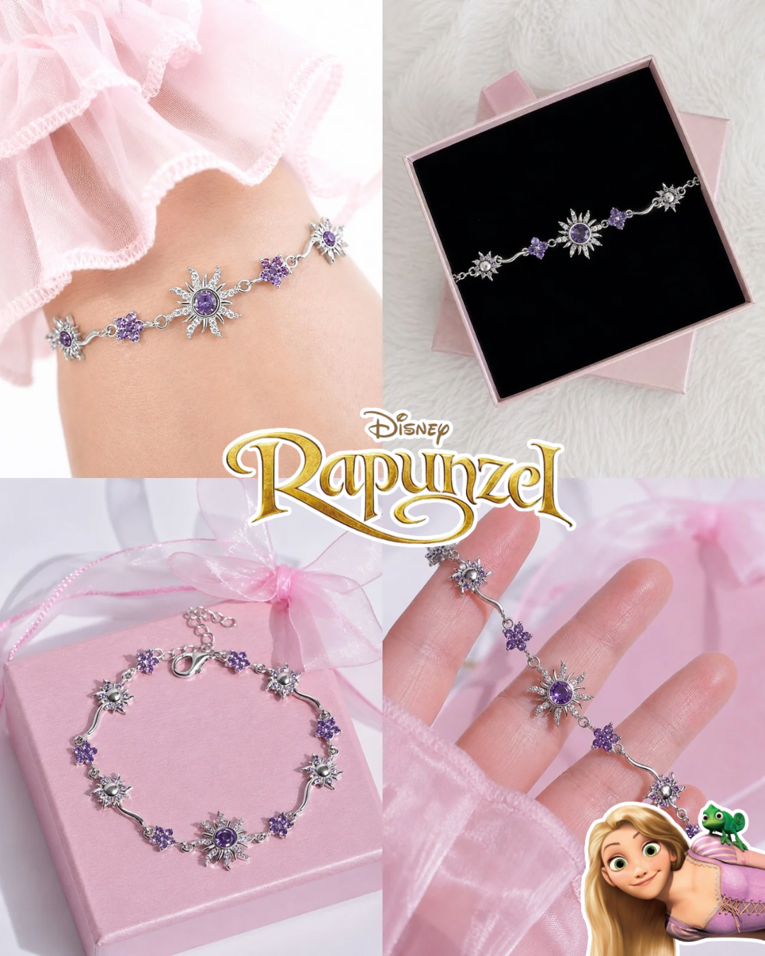 Pulsera plateada de Rapunzel Disney 🩷