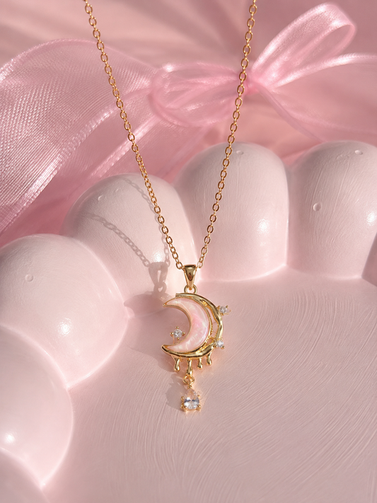 Cadena bonita de luna tornasol rosa