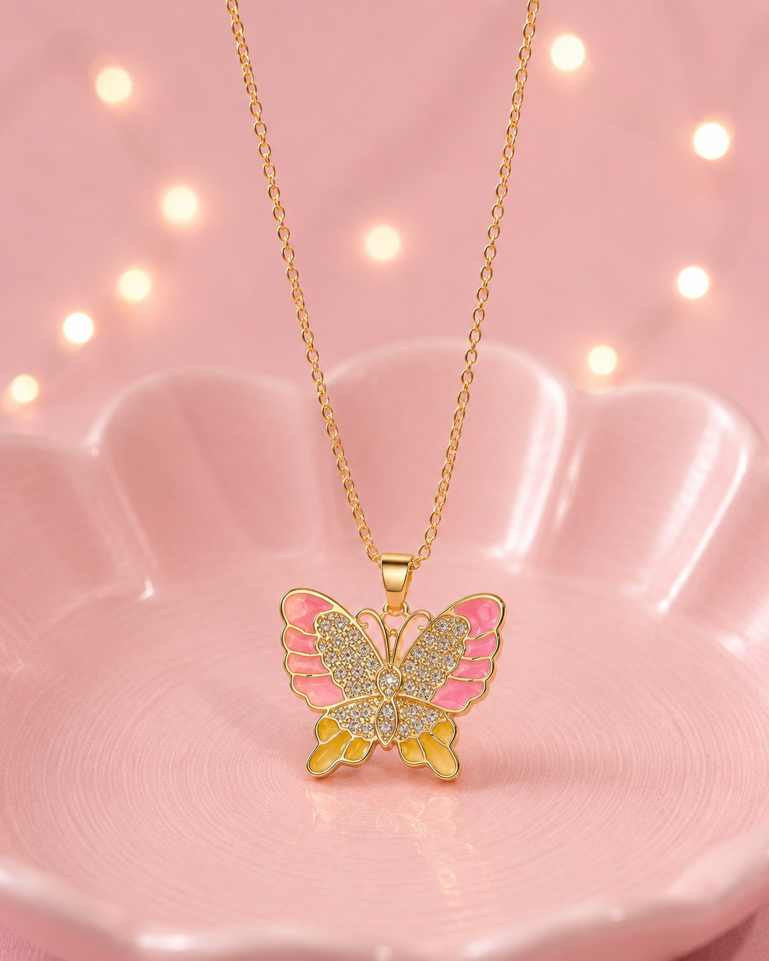 Cadenas de mariposa rosa