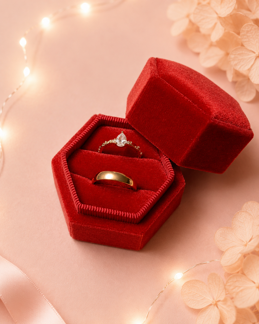Cofre para anillo doble rojo