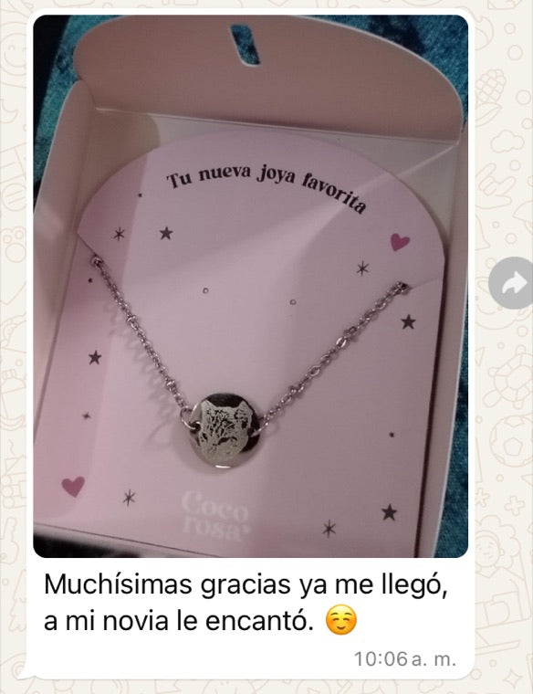 Captura de WhatsApp de una clienta: «Muchísimas gracias, ya me llegó. A mi novia le encantó.»