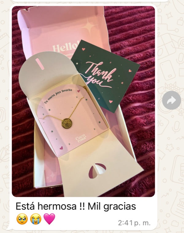 Captura de WhatsApp de una clienta: «¡Está hermosa! Mil gracias.»