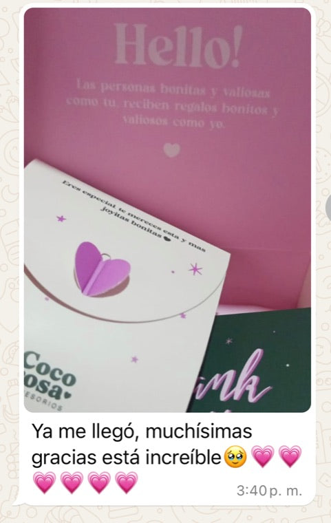 Captura de WhatsApp de una clienta: «Ya me llegó, muchísimas gracias, está increíble.»