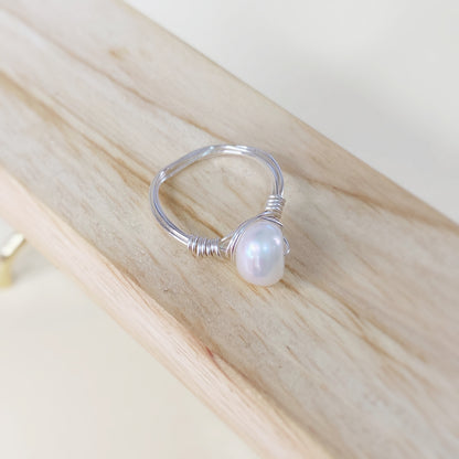 Anillo tejido Perla del Río