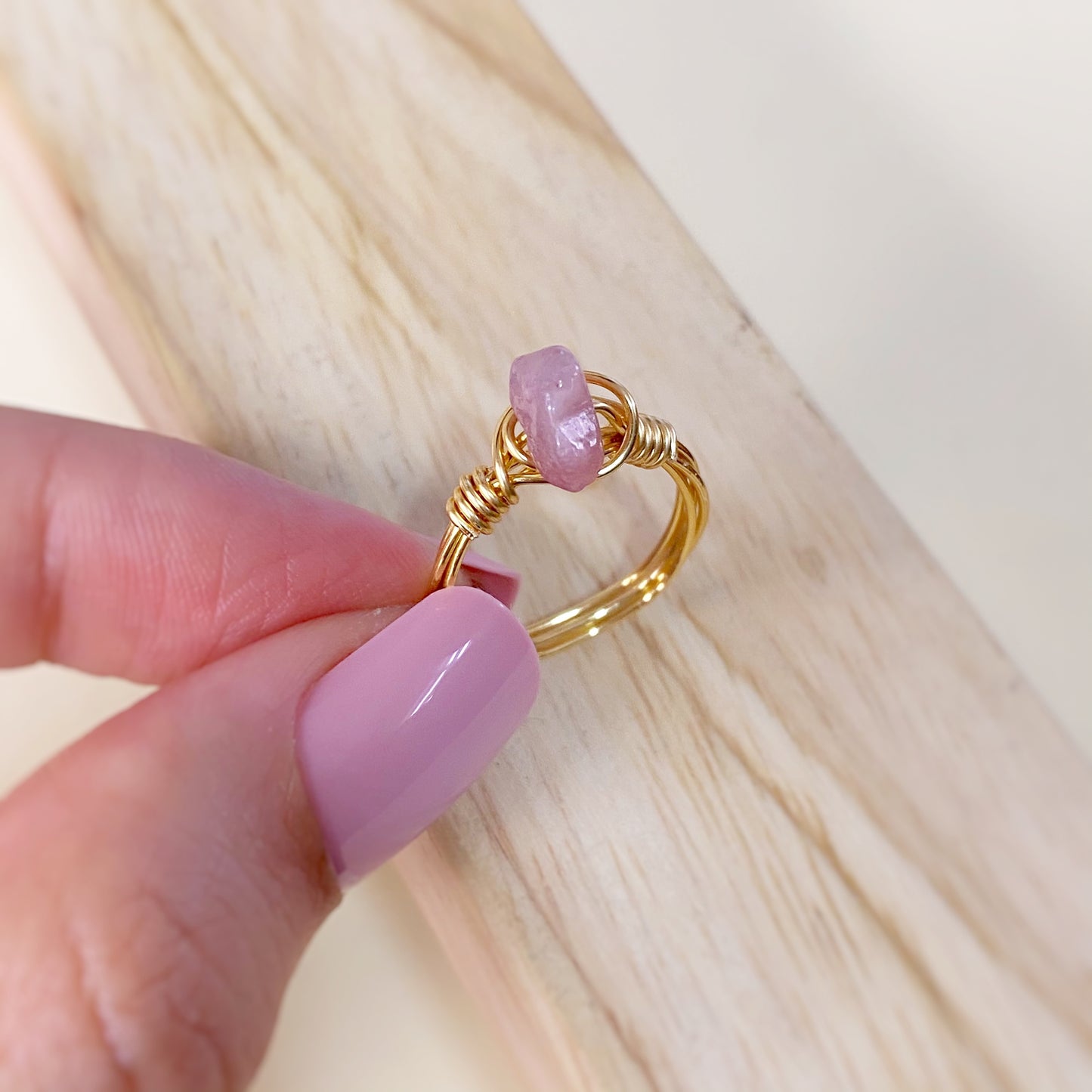 Anillo tejido Quarzo rosa