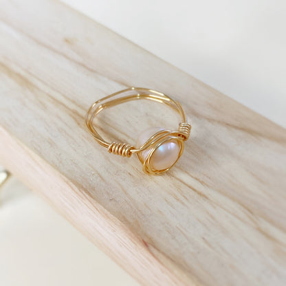 Anillo tejido Perla del Río