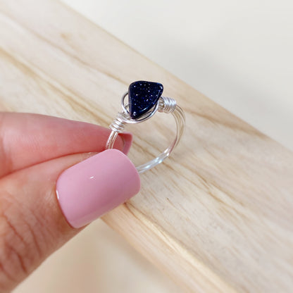 Anillo tejido Quarzo azul