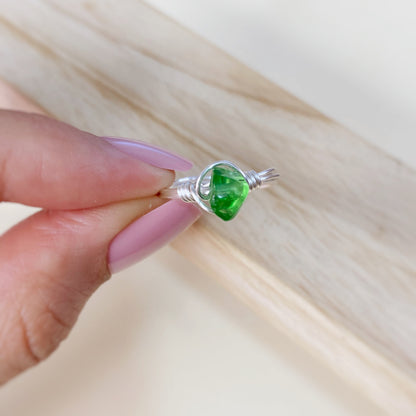 Anillo tejido de Quarzo verde