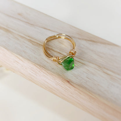 Anillo tejido de Quarzo verde