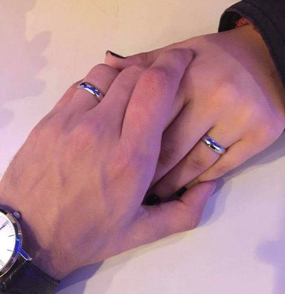 Anillo de promesa/unión unisex plateado