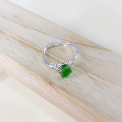 Anillo tejido de Quarzo verde
