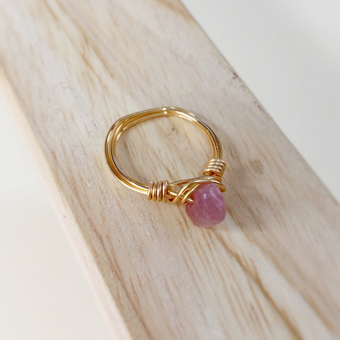 Anillo tejido Quarzo rosa